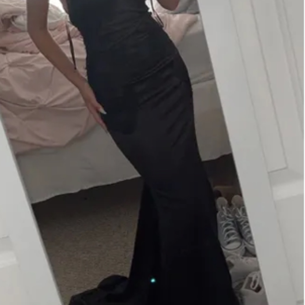 Lulus Lace-Up Maxi Dress Black (Size 4)